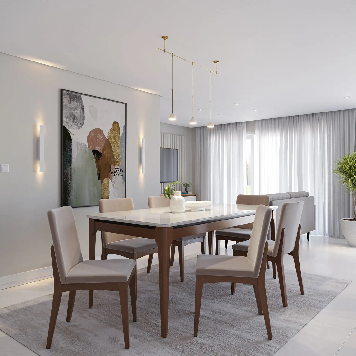 Mesa de Jantar Addar - Natural c/ Vidro Off White - Imagem 5