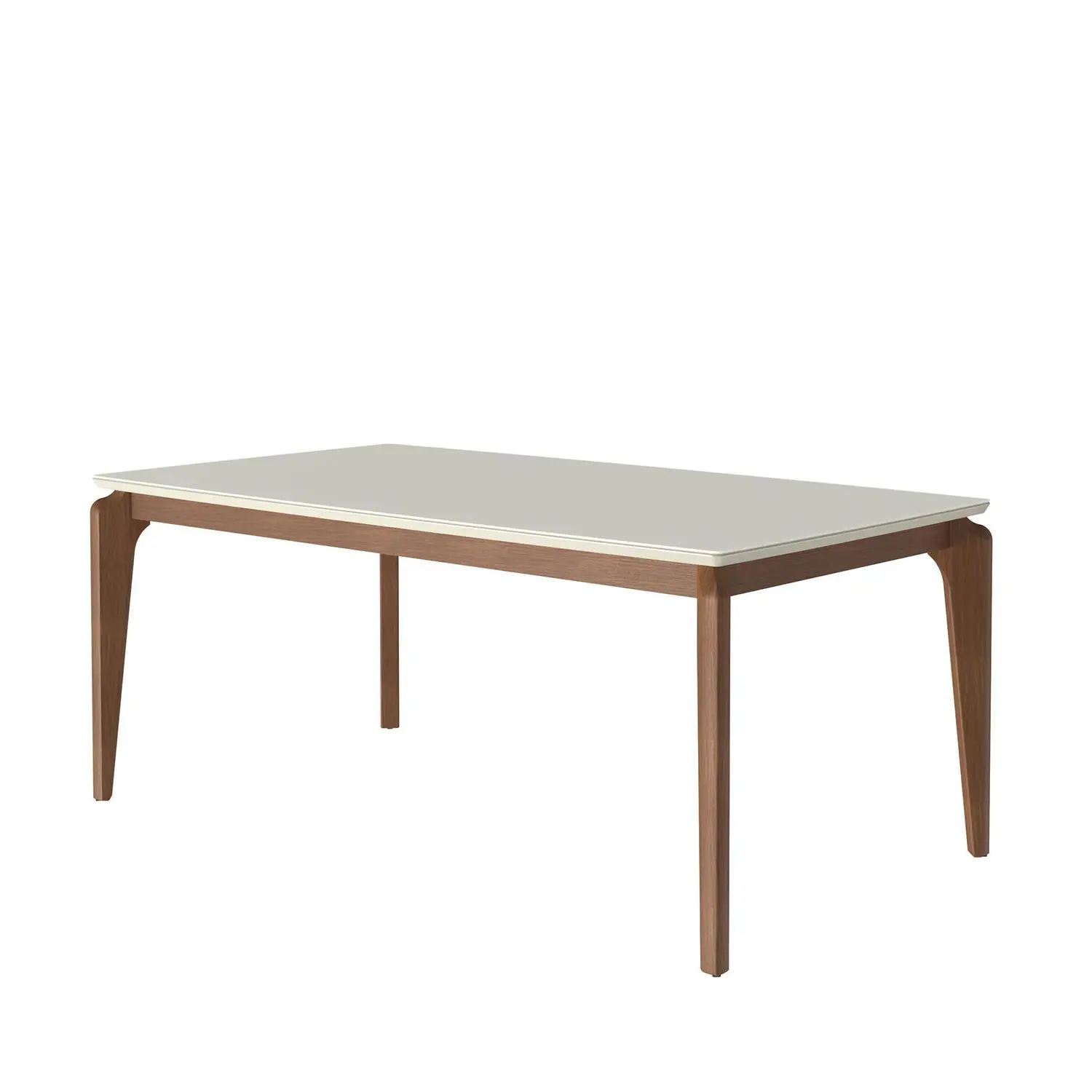 Mesa de Jantar Lauren - Natural c/ Vidro Off White